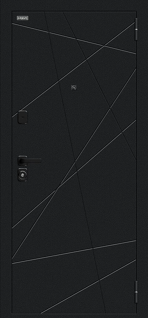 Входная дверь Граффити-5/SBlack Букле черное/Snow Art BR6188 внешняя сторона